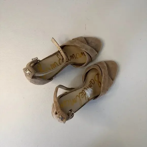 Sam Edelman Tan Beige Taupe Block Heels Women's Size 8 - Picture 3 of 5